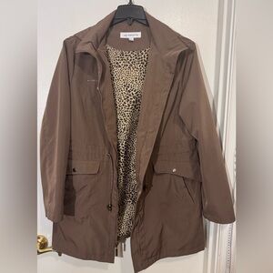 Liz Claiborne Brown Utility Jacket with Animal Print Lining